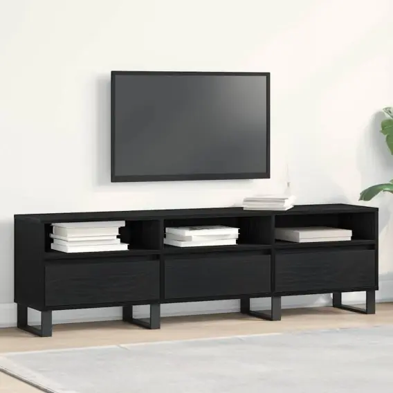 Okazja Szafka RTV Czarny Dąb 150x30x44,5 cm Drewno inżynieryjne Lumarko! - Hurtownia wielobranżowa Lumarko